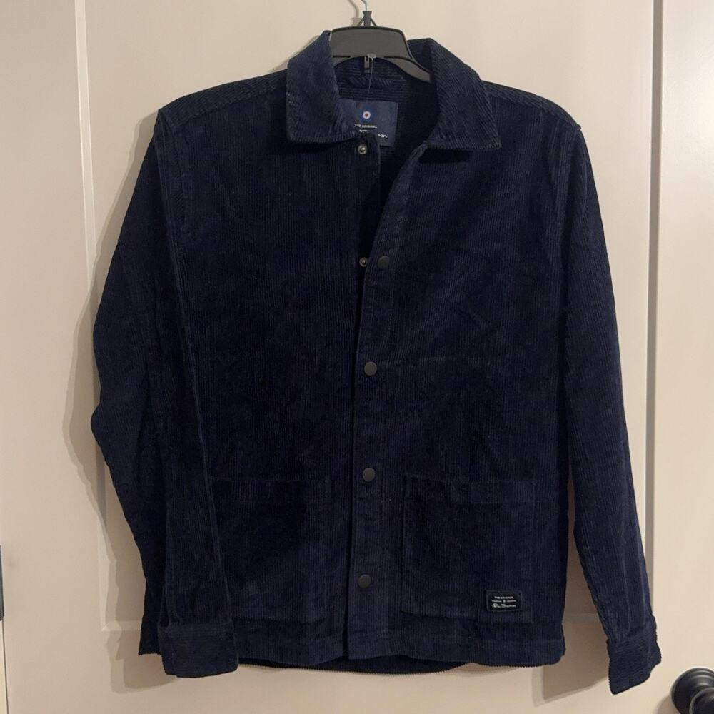 Ben Sherman Shacket Sz S Navy Blue Cotton Corduroy Snap Front Jacket Casual Fall